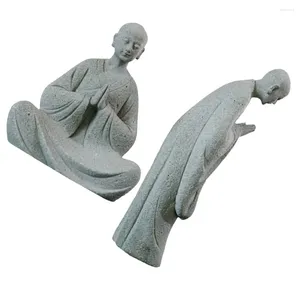 Garden Decorations Mini Fisherman Statue Micro Landscape Buddha Ornament Monk Statyes for Decor