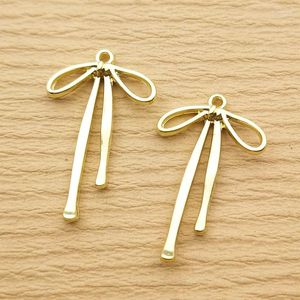 Charms 10st Bow Charm för smycken Making Craft Supplies Earring Pendant Armband Halsband Keychain Accessories Metal Material