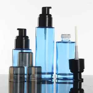 Speicherflaschen Großhandel 40 ml runde blaue/gefrostete grüne Lotionflasche mit Pumpenfummel -Nebel -Sprühgerät für flüssige Creme