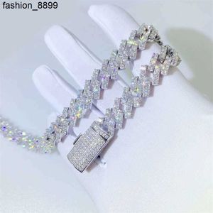 Bussdown Thick 8mm 10mm 13mm Solid Sier Iced Out Vvs Moissanite Chain Cuban Link Bracelet