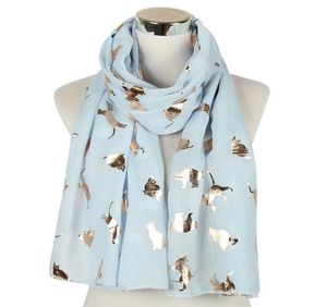 Luxury2020 Fashion Cute Cat Print Gold Foil Scarf Shawls Women Soft Long Animal Pattern Trendy Wrap Scarves Hijab 5 Color 6844163