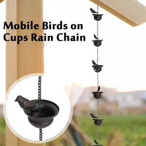 Garden Decorations Creative Birds On Cups Metal Rain Chain Drainer Adapters Accessory For Gutter Drainage Downspout Tool R8B5