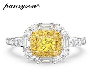 Pansysen Classic 100 925 Sterling Silver 4mm Citrine Lab Moissanite Bröllop Förlovningsringar Kvinnor Hela fina smycken Ring Y08010926