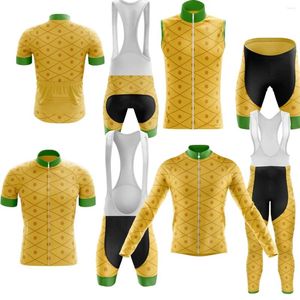 Racing Sets Mens Fun Yellow Pineapple Cycling Jersey Kit Fruit Style Bicycle Clothing For Seasons Road Bike Shirts Suit MTB