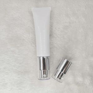 Storage Bottles 30ML Empty Eye Cream Essence Cosmetic Tube Packaging 30g White Soft With Silver Lotion Pump