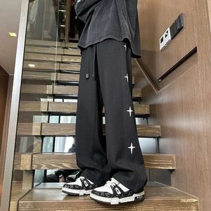 Men's Pants Spring New Men Sweatants Street Fashion Wide Legged Casual Pants Jogger Minimal Design Large Couple Knitted Pants Hot Selling in 2024L2405