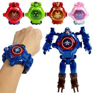 漫画の子供039S時計変形ロボット3D LED明るい時計の子供039Sモデル玩具時計9020126