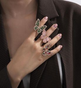 S2100 Fashion Jewely Butterfly Ring Diamond Rhinstone Kolorowa dama Rings2353950