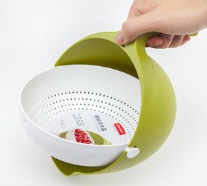 Aufbewahrungskörbe doppelte Abflusskorb Schüssel Reis Waschküchenspüle Sieb Nudeln Gemüse Obst Gadget Colander Coladores de 8986587