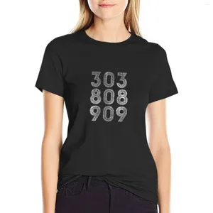 Polos femininos 303 808 909 T-shirt de camiseta de bateria de sintetizador Black T-shirts for Women Pack