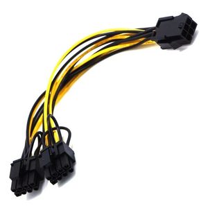 Novo PCI-E 6 pinos a duplo 6+2 pinos (6 pinos/8 pinos) Power Splitter Cable Graphics Card PCIe PCI Express 6pin a Cabo de Power de 8pin duplo para Cabo PCI-E 6pin Splitter