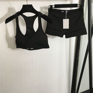 Women's sports yoga letter printing bandage pad tight vest tank shorts running suit designer sportswear SMLXL