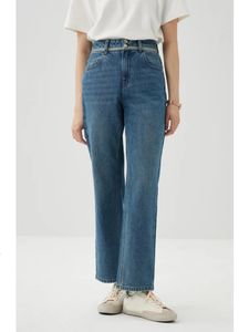 Ziqiao Allmatch Twocolor dritto 100% jeans di cotone per donne in stile primaverile Highwaist Slim NinePoint Pantaloni femminile 240423