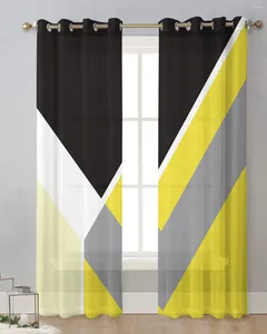 Vorhang abstrakte gelbe geometrische Tüll Vorhänge für Wohnzimmer Schlafzimmer schiere Fenster Vorhänge Küche Balkon moderne Voile