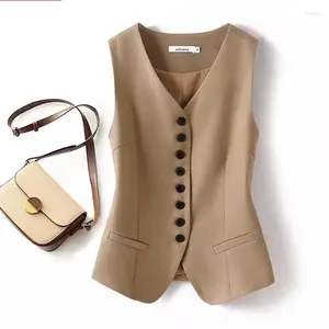 Women's Vests Suit Vest Tank Top Spring 2024 V-neck Single Breasted Versatile Sleeveless Slim Fit And Camisole