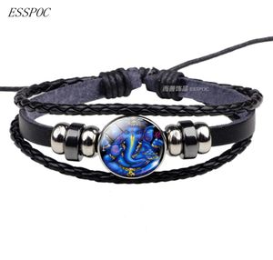Hinduísmo Elefante deus Ganesh Bracelet Lucky Braided Leather Bracelet Charm Jewelry for Men Women8310453