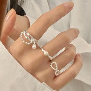 Cluster Rings Panjbj 925 Silling Silve Pearl Ring For Women Girl Gift Grace