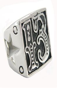 Fanssteel rostfritt stål vintage mens eller wemens smycken signet Lucky Evil 13 Cutout Star Biker Ring Number Ring 10W33179M7119270