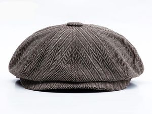 Unisex Autumn Winter Newsboy Caps Men And Women Warm Tweed Octagonal Hat For Male Detective Hats Retro Flat3848350