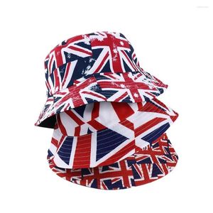 Bergs Cool Casual Fishing Mütze Blue Streifen Flagge Strand Breite Krempe Union Jack UK Sun Hut Panama Fischerei Eimer