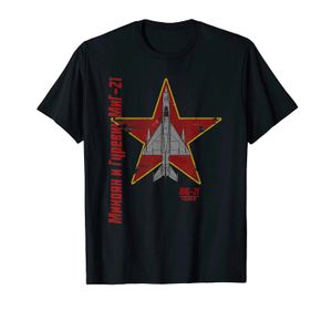 MIG-21 FISHBEDソビエト冷戦ジェット飛行機ビンテージシリルティックTシャツメンコットンティーTシャツHARAJUKU STREETWEAR 240429