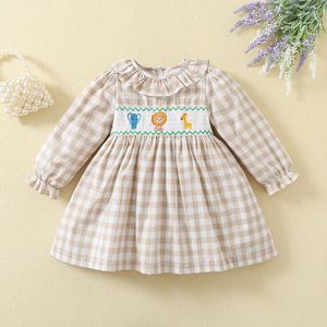 Mädchenkleider Frühling Herbst Baby Girls Langarm Smocked Kids Cotton Prinzessin Stickerei Kleid Kinder lässige ein Stück Kleidung