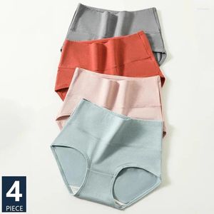 Women's Panties 4Pcs High Waist Body Shaper Underwear Women Cotton Breathable Panty Ladies Briefs Solid Female Lingerie Plus Size M-5XL