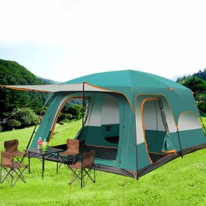 320x220x195cm barraca de dois quartos de dois quartos para 5-8 pessoas de lazer tendas de camping duplo-pluns-de-espessura à prova de chuva ao ar livre tour 240422