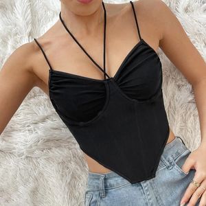 Frauen Tanks Mode sexy Overbust Bustier Frau Halfter Korsett Slim Fit Tanktops Fischknochen Dessous Camis Streetwear Weste Schwarz Weiß