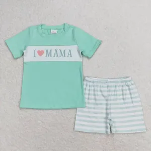 Zestawy odzieży Krótkie rękawy I Love Mom Boys Strój RTS Kids Baby Ubrania butik hurtowy w Stock Kid