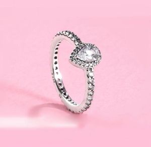 925 Sterling Silver Classic Teardrop Halo Ring With CZ Pit P Jewelry Engagement Wedding Lovers Fashion Ring for Women8081362