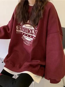 Kadın Hoodies Deeptown Harajuku Gri Sweatshirts Kadın Hip Hop Mektubu Baskı Büyük Boy Gevşek Crewneck Külot Üstler Kore Sokak Giyim