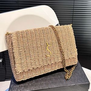 Tasarımcı Beach Bag Kadınlar Raffias Zincir Çanta Yaz Saman Omuz Çantası Alışveriş Tohumları Lady Dokuma Crossbody Bag Çim Tığ işi Çanta Çantası