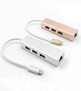 USB 유형 C에서 RJ45 기가비트 NTewokr 어댑터 케이블 타입 3 x 허브 알루미늄 합금 외부 30 Netwoke Card274K2342515