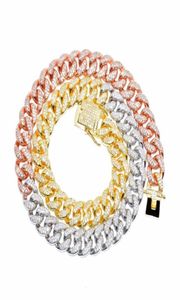 12 mm gemischte Farbe Kubanische Halskette Kette aus Zirkon Hip Hop Schmuck Gold Silber Kupfermaterial CZ Klaspen Herren Halskette Link 1629138795