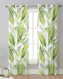 Zasłona abstrakcyjna zielone rośliny liści czyste zasłony dla okna w salonie przezroczyste goliowe tiul cortinas Drapes Decor Home Decor