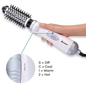 3 I 1 Auto Roterande multifunktionell styling luftkam Big Wave Curling Iron Straight Hair Comb Hair Dryer Comb 240429