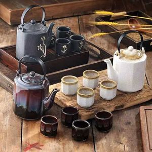 TeAware Setleri Retro Sekizgen Çay Seti Çin Kungfu Çay Tenceresi ve Bardak Seti Gaiwan Kupalar Kahve Kupaları Seramik Kupa Sıkışıklık Puer
