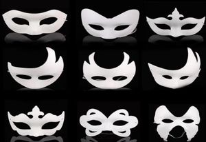 Blank White Masquerade Mask Kids Adults Mardi Gras Christmas Halloween Midnight Costume Falf Full Masches Full Funge Cartoon MA6804397