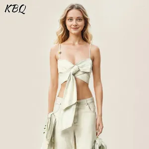 Frauen Tanks KBQ Solid Patchwork Bowknot -Tanktop für Frauen quadratische Kragen ärmellose Rückenless schlanke Westen weiblicher Modekleidungsstil