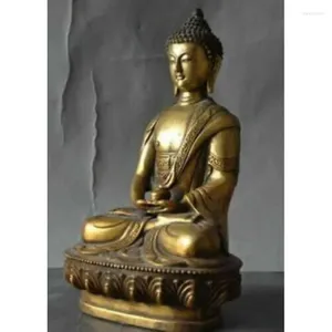 Figurine decorative Antique Bronzo Buddha Statue Old Tibet Buddhism Ottone Gold Sakyamuni