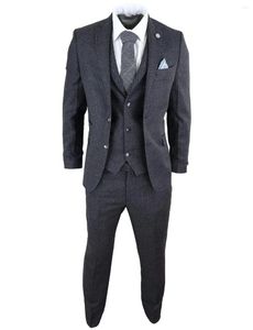 Men's Suits Tweed 3-Piece Suit Single Breasted Jacket Vest Pants Tuxedo For Formal Prom Dinner