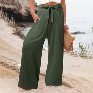 Women's Pants Womens Elastic Waist Daily Strap Workout Trousers Solid Long Loose Casual Vintage Summer Wear