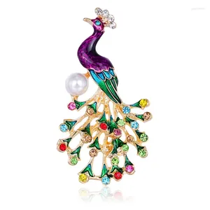 Brooches Big Rhinestone Peacock Bird Women Beauty Colorful Animal Weddings Party Office Brooch Pins Gifts