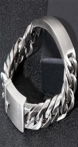 Bangle Massive Engravable ID Bracelet For Men 18MM Brushed Matte Stainless Steel Mens On Hand Chain Bracelets Jewellery Mannen Arm6550342