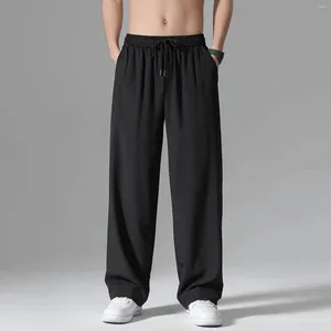 Men's Pants 2024 Ice Silk Men Joggers Sweatpants Y2k Streetwear Sportswear Jogging Gym Trousers Male Baggy Wide Leg Straight