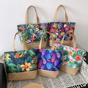 Fashion Folding Women Big Size Handbag Tote Ladies Casual Flower Printing Canvas Graffiti Shoulder Bag Beach Bolsa Feminina 240423