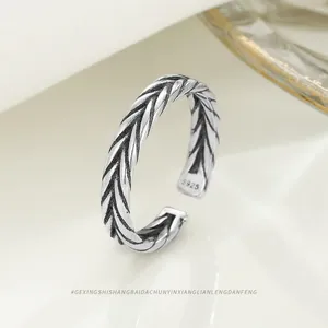 Ringos de cluster liga anel de prata S925 S925 com padrão de tecido vintage e personalização para mulheres/acessórios de moda