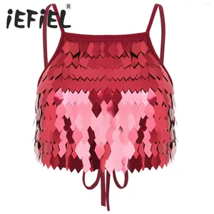 Stage desgaste feminino Belly Dance Tops lantejoulas tassel sutiã de top spaghetti tanques sem mangas tanques camisole para festa de performance de boate