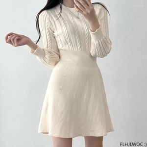 Vestidos casuais inverno outono bote mini ano vermelho mulheres doces meninas de malha sólida vestido de suéter básico use vestidos